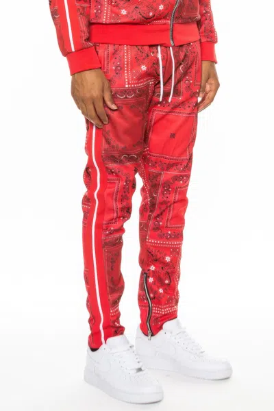 Truedames Paisley Bandana Print Track Pants In Red