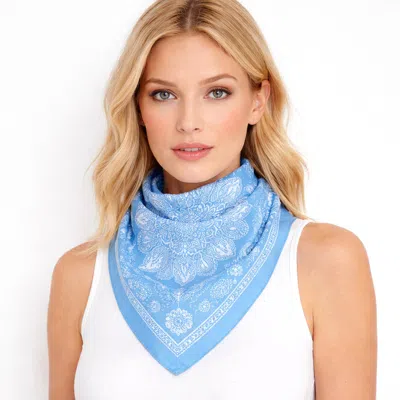 Truedames Paisley Medallion Print Square Bandana Scarf In Blue