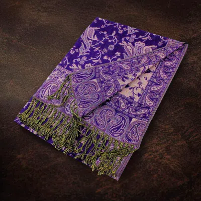 Truedames Paisley Pattern Fringe Pashmina Reversible Scarf Shawl In Purple