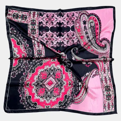 Truedames Paisley Pattern Printed Square Silky Satin Scarf Shawl In Pink