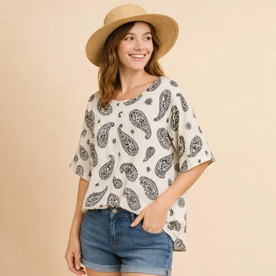 Truedames Paisley Pattern Relaxed Fit Top In White