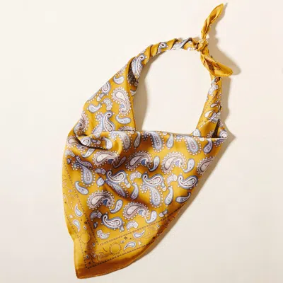 Truedames Paisley Printed Square Silky Satin Scarf In Brown