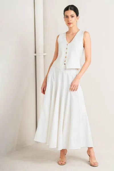 Truedames Pale Frame White Woven Circle Skirt