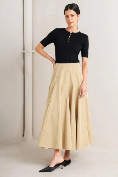 Truedames Pale Frame Woven Taupe Circle Skirt In Gray