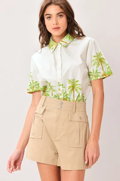 Truedames Palm Current Woven Top In Multi