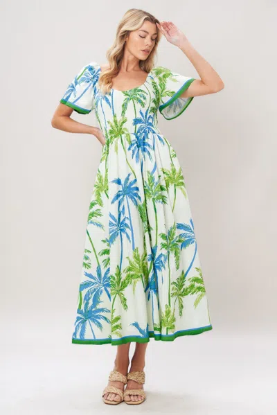 Truedames Palm Escapade Woven Midi Dress In Multi