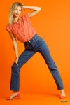 Truedames Panel Straight Cut Denim Jeans With Pockets In Multi