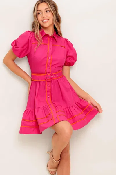 Truedames Paradise Found Woven Mini Dress In Pink