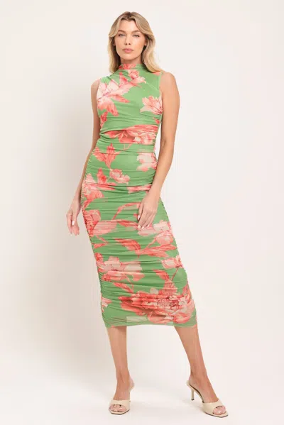 Truedames Paradise Glow Power Mesh Midi Dress In Green
