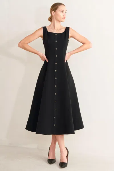 Truedames Paris After Dark Woven Midi Dress In Black