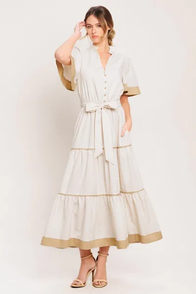 Truedames Paris Morning Taupe Woven Midi Dress In Neutral