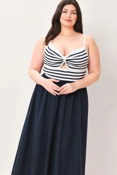 Truedames Paris Stripe Cutout Midi Dress In Multi