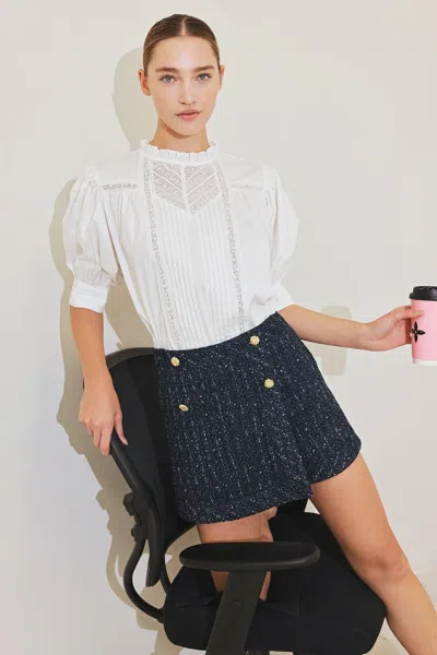 Truedames Parisian Navy Tweed Skort In Blue