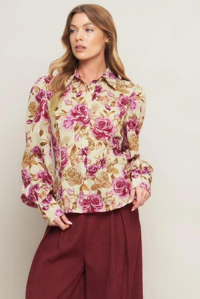 Truedames Parisian Rose Dream Woven Top In Multi