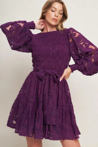 Truedames Passion Plum Woven Lace Mini Dress In Purple