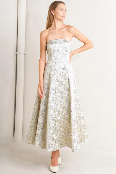 Truedames Pastel Bloom Woven Jacquard Midi Dress In Neutral