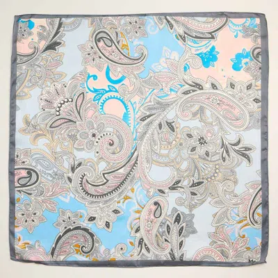 Truedames Pastel Paisley Pattern Printed Square Silky Satin Scarf In Pink