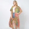 Truedames Patchwork Print Lurex Kimono Poncho In Multi