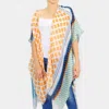 Truedames Patchwork Printed Cover Up Kimono Poncho In Multi