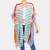 Truedames Patchwork Printed Cover Up Kimono Poncho In Pink