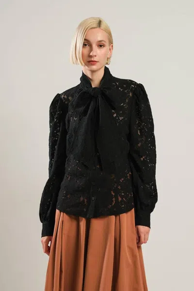 Truedames Patriotic Princess Woven Lace Top In Black