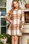 Truedames Pattern Collared Neck Ruffled Sleeve Shirt Dress In Multi