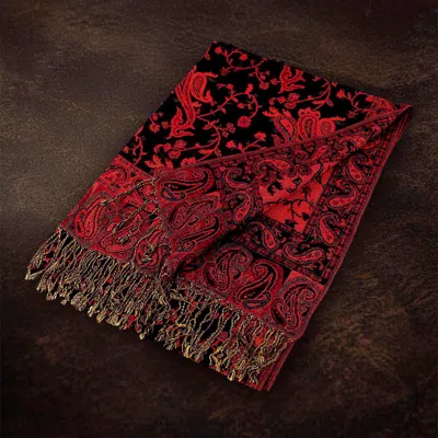 Truedames Pattern Fringe Pashmina Reversible Scarf Shawl In Black