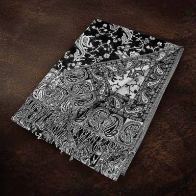 Truedames Pattern Fringe Pashmina Reversible Scarf Shawl In Gray