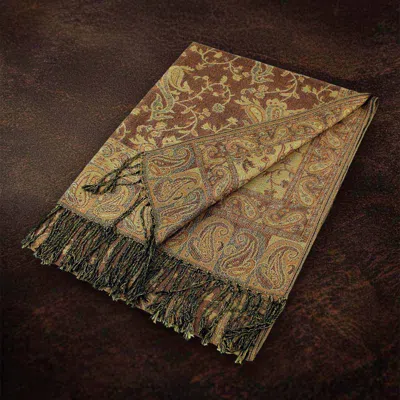 Truedames Pattern Fringe Pashmina Reversible Scarf Shawl In Green