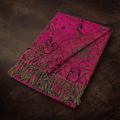 Truedames Pattern Fringe Pashmina Reversible Scarf Shawl In Pink