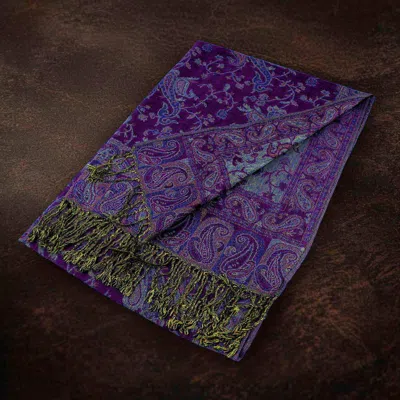 Truedames Pattern Fringe Pashmina Reversible Scarf Shawl In Purple