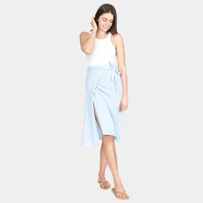 Truedames Patterned Beach Cover Up Midi Wrap Skirt 43" X 29" In Blue