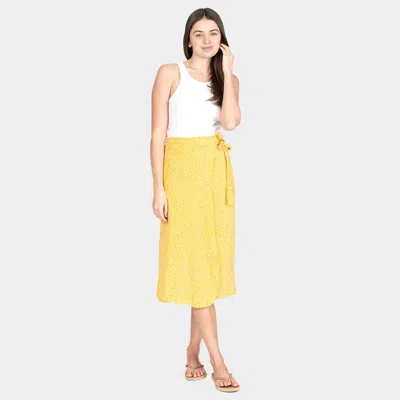 Truedames Patterned Beach Cover Up Midi Wrap Skirt 43" X 29" In Yellow