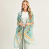 Truedames Patterned Cover Up Kimono Poncho In Blue