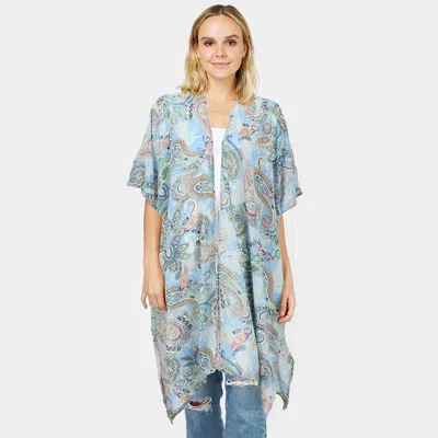 Truedames Patterned Cover Up Kimono Poncho In White