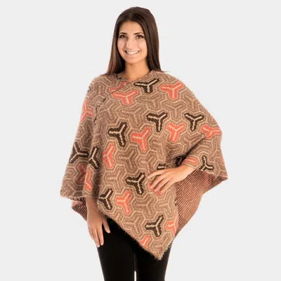 Truedames Patterned V-neck Poncho In Green