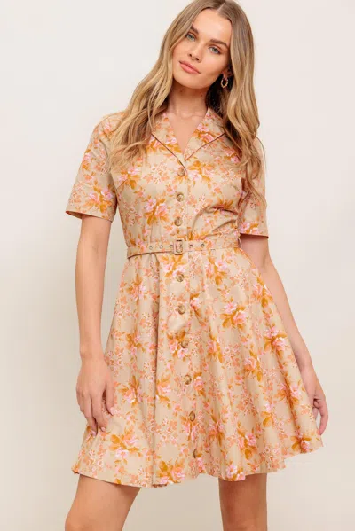 Truedames Peach Blossom Woven Mini Dress In Multi