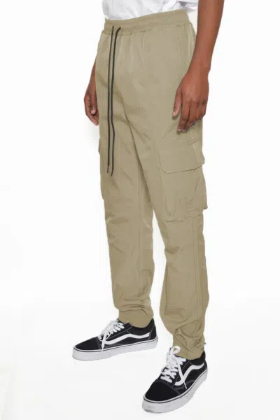Truedames Peacock Iridesceint Jogger Pants In Beige