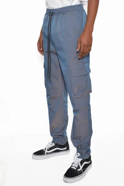 Truedames Peacock Iridesceint Jogger Pants In Blue