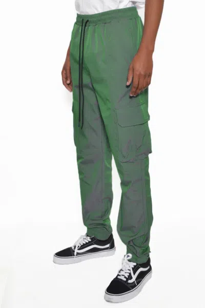 Truedames Peacock Iridesceint Jogger Pants In Green