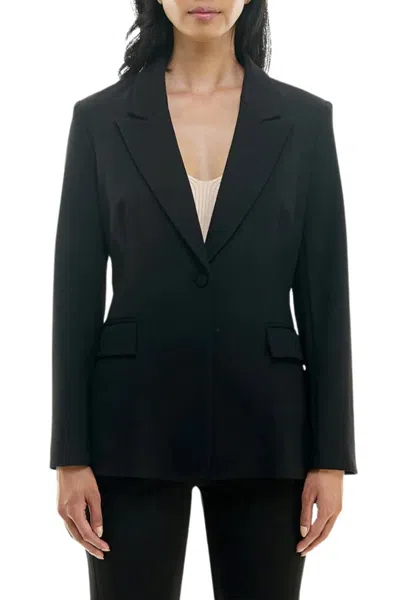 Truedames Peak Lapel Two Button Blazer With Front Pocket Flaps And Lace Detail On Back In Multi