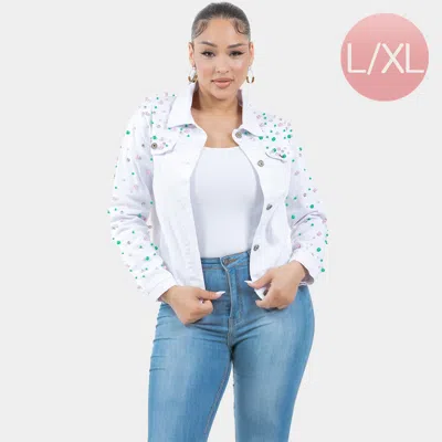 Truedames Pearl Bling Denim Jacket In White