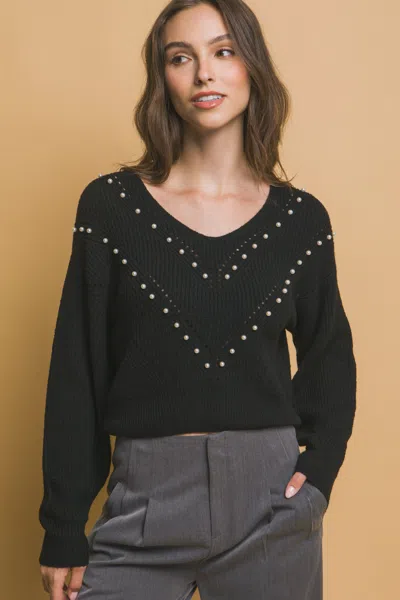 Truedames Pearl Details Sweater In Black