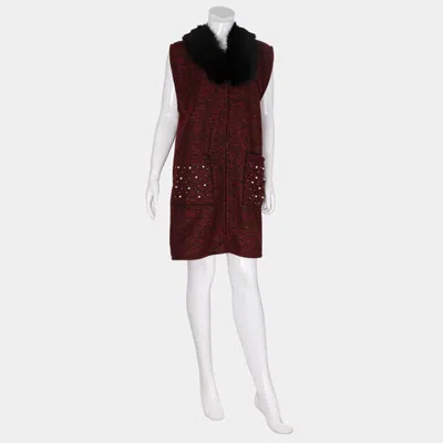 Truedames Pearl Embellished Pockets Detail Faux Fur Collar Vest In White