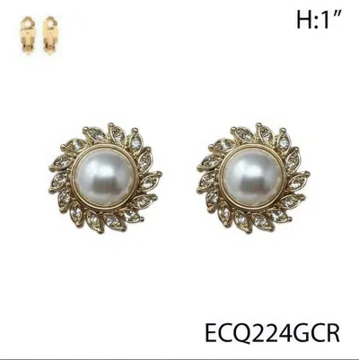 Truedames Pearl Rhinestone Flower Clip-on Earrings In Multi
