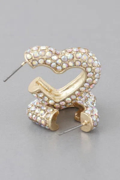 Truedames Pearl Studded Heart Earrings In Gold