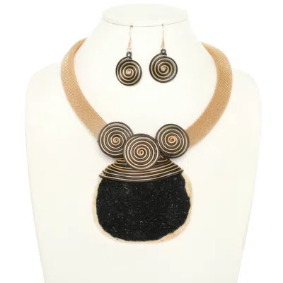 Truedames Pectoral Style Spiral Stone Necklace Set In Multi