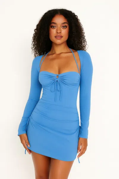 Truedames Peek Hole Mini Dress In Blue