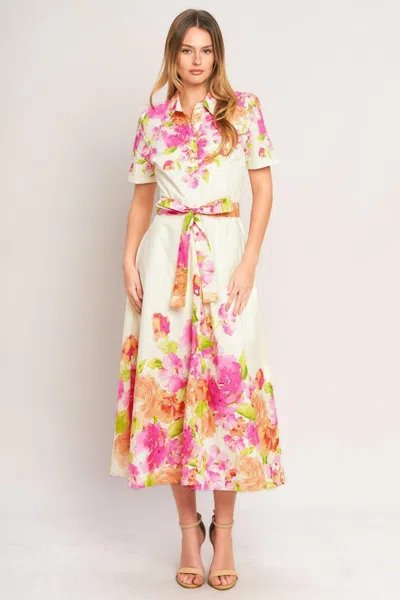 Truedames Peony Bloom Woven Midi Dress In White