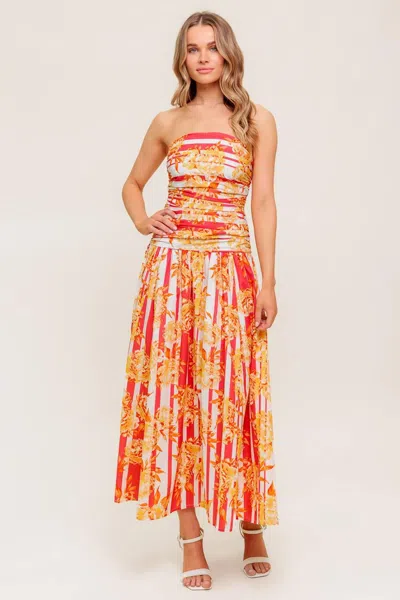 Truedames Peony Storm Dance Woven Midi Dress In Red